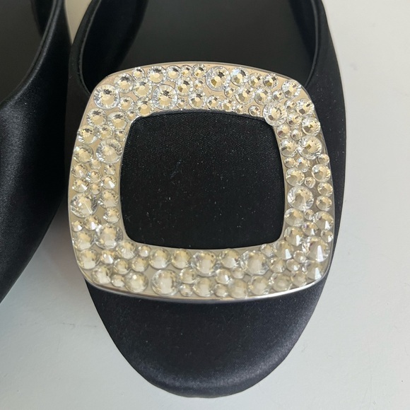 ROGER VIVIER PARIS Chips Strass Embellished Black Satin Slip On Mule Shoes 9 - Picture 12 of 15